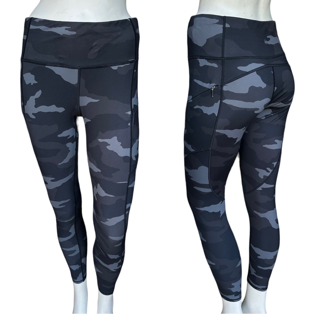Athleta Black & Gray Camouflage Print High Waist Athletic Leggings Size Small